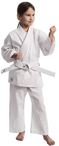 IPPONGEAR Club 2 Karate Gi Set Einsteiger Karateanzug Kinder Anzug inkl weißem Gürtel (Größe 170, Schnürbund, 220gr/m² (8 oz) Stoffdichte) weiß