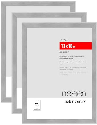 Nielsen Aluminium Portraitrahmen, Bilderrahmen 3er SET Atlanta, 15x20 cm, Struktur Silber Matt