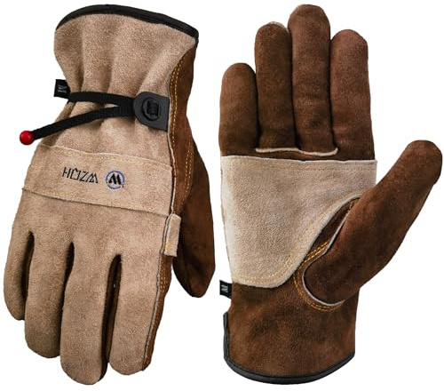 WZQH Leder Arbeitshandschuhe für Herren oder Frauen. Arbeitshandschuh für Gartenhandschuhe, schweißhandschuhe, Bau, Kettensäge, etc. Rindsleder, Baumwolle gefüttert, Utility, fester Griff. L
