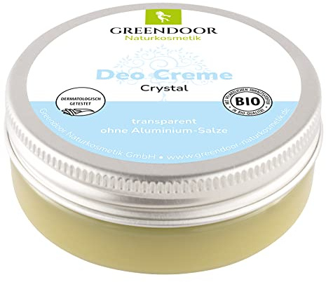 GREENDOOR Deo Creme Crystal 50 ml I Aluminiumfreies Deodorant gegen Schweißgeruch I Transparentes Deo ohne weiße Rückstände I Vegane Naturkosmetik ohne Zink, Alkohol & Parabene