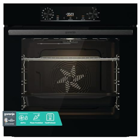 Gorenje OptiBake BOS6737 E02B Einbau-Backofen / 77L / AquaClean/Heißluft/ExtraSteam/AirFry/PerfectGrill/Pizzamode 300°C/Schwarz