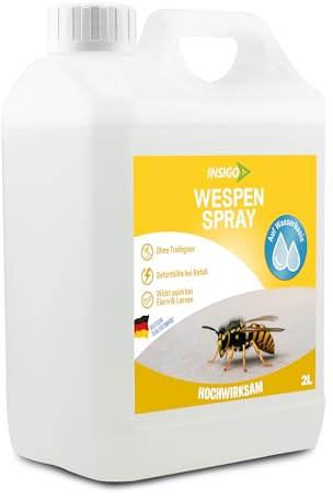 INSIGO Anti Wespen Spray 2L Kanister - Wespenmittel mit mechanischer Wirkung - Effektive Abwehr für Wespen im Haus - Wespen Spray mit Sofortwirkung