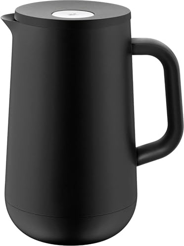 WMF Impulse Thermoskanne schwarz 1l, Isolierkanne für Tee oder Kaffee, Druckverschluss, Teekanne Thermoskanne hält Getränke 24h kalt & warm