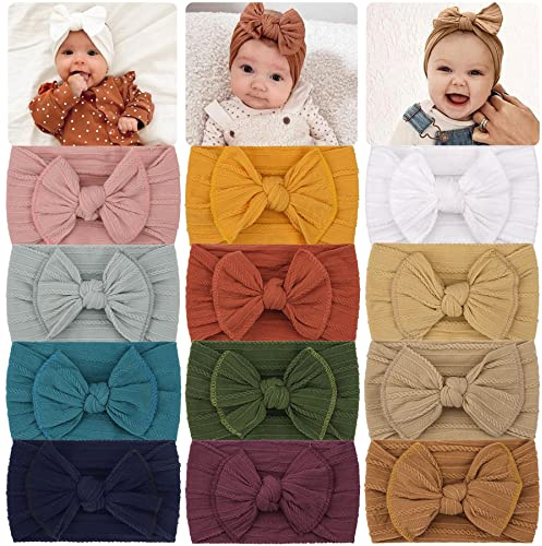 JOYOYO 12 Stück Baby Stirnbänder Baby Haarschleifen - Weiche Stirnbänder für Neugeborene, Kleinkinder Couleur Pastel