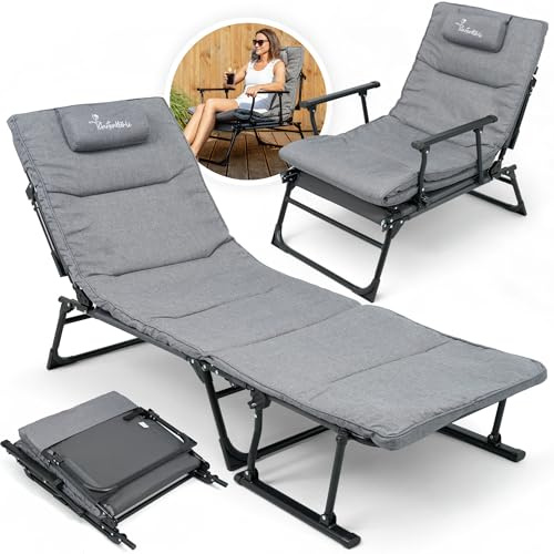 Sonnenliege klappbar [2 in 1 Gartenliege Wetterfest] Stuhlfunktion bis zu 200 KG Belastbar zum Sonnenbaden, Lesen, Entspannen Camping oder Garten
