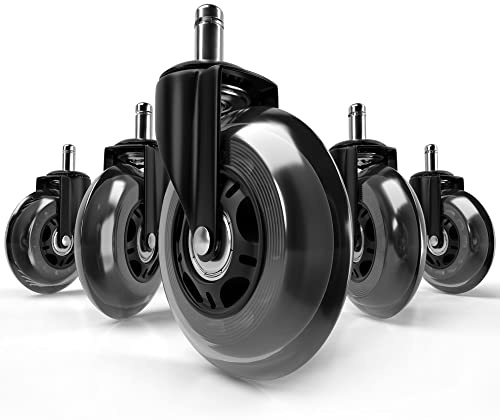 5x Bürostuhl Rollen 10mm leise & kratzerfrei - Universal Schreibtischstuhl Hartbodenrollen ideal für Parkett, Laminat & Teppich