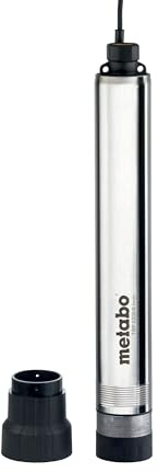 metabo Tiefbrunnenpumpe TBP 6200/8 Inox, 1100 W, 6200 l/h Fördermenge | 55 m Förderhöhe, schlanke Edelstahl‑Pumpe für Bohrbrunnen ab Ø 100 mm, 8‑stufiges Pumpwerk, Rückschlagventil, 22 m Kabel