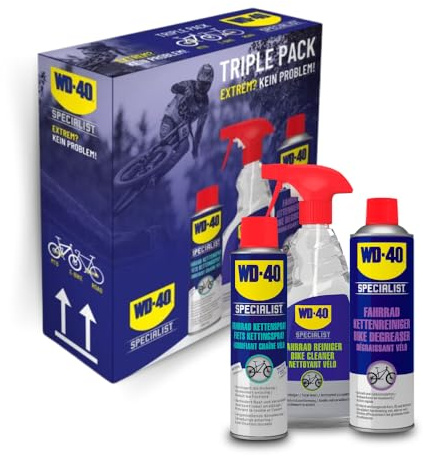 WD-40 Specialist Fahrrad Pflegeset - Komplettes Bike Pflegeset für Fahrräder mit Kettenspray, Kettenreiniger und Fahrradreiniger, eine nachhaltige Pflege und Schutz für alle Fahrradtypen, 3-teilig