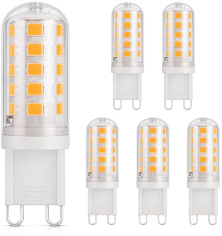 DiCUNO G9 LED Lampe warmweiß 2700K, 3W LED Leuchtmittel Ersatz 30W-40W Halogenlampe, G9 Glühbirne 410 Lumen, kein Flackern, Energiesparende kleine Birne, nicht dimmbar, 6er Pack