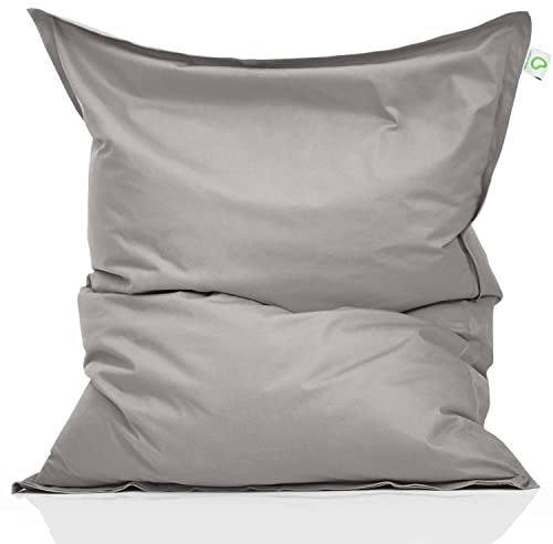 Green Bean Indoor Sitzsack XXL 140x180cm 380 Liter Kinder & Erwachsene Bean Bag EPS Perlen Füllung Riesensitzsack Groß Liegekissen Sitzkissen - Hellgrau Silbergrau