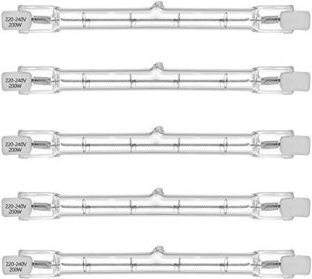 VINBE 200W ECO HaloLine Halogenröhre, Sockel R7S, 118MM Halogenröhrenlampe, 230V, 200W, Dimmbar, 2700K Warmweiß (5 Stück)
