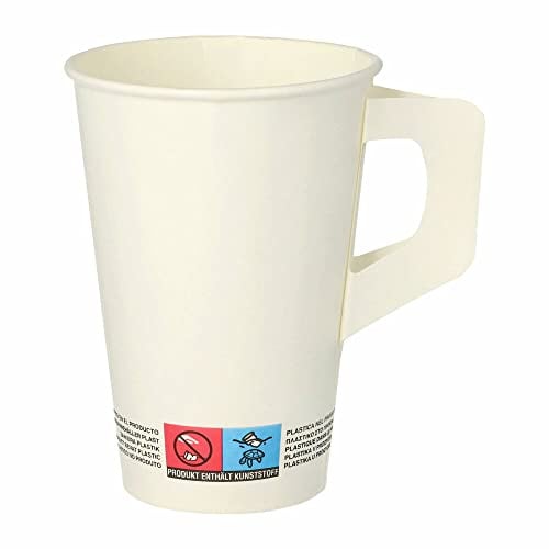 VEPATIM 80 Henkelbecher Kaffeebecher weiß Pappe beschichtet 200 ml