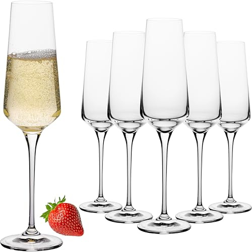 IMPERIAL glass Sektkelche 220ml Serie 'Athen' Proseccogläser Set 6-Teilig Sektgläser aus Crystalline Glas Spülmaschinenfest