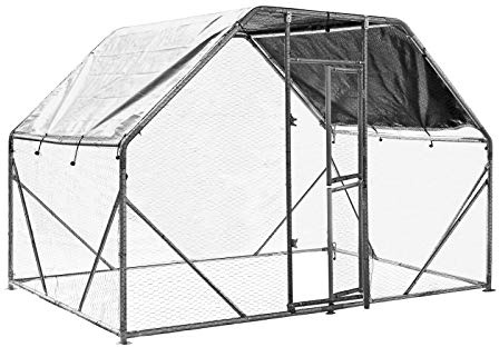 Wiltec XXL Freilaufgehege 2 x 3 x 2 m mit Sonnendach und verzinkten Gitterstäben, Außengehege als Voliere Hühnerstall oder Hasenstall, Kleintiergehege mit Riegel