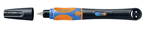 Pelikan griffix Füller Rechtshänder Neon Black – ergonomischer Schreiblernfüller für Kinder, Schulfüller mit Edelstahlfeder & Patrone