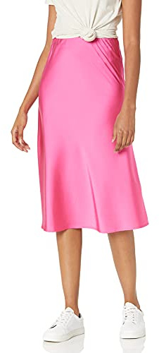 The Drop Damen Maya Rock, seidiger Slip-Skirt-Stil, Rosa, M