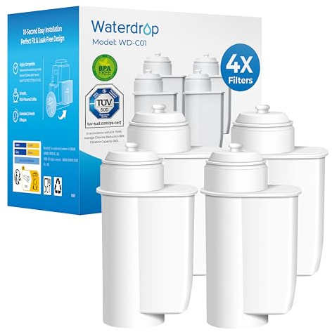 Waterdrop Ersatzwasserfilter für Siemens® EQ Series, EQ5, EQ6, EQ7, EQ9, EQ500, Bosch® TCZ7003, TCZ7033, für Brita® Intenza® 575491, TÜV SÜD Zertifiziert, Pack of 4