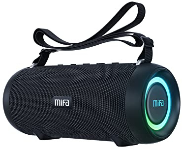 MIFA A90 Bluetooth Lautsprecher 60W kabellos IPX7 wasserdicht RGB-LED-Licht 30 Stunden Akku, USB/Micro SD-Karte/AUX-in Wiedergabe True Wireless Stereo mit Schutzhülle/tragbarem Trageriemen