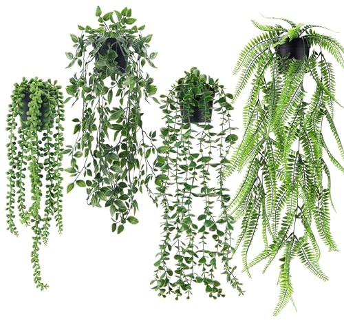 Der Rose 4 Stück kunstpflanze Fake Plant künstliche Pflanzen kunstpflanzen Wand für Wohnzimmer, Zimmer, Wand Deko Aesthetic Room Decor
