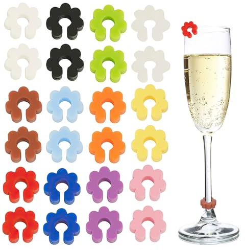 24 Stück Glasmarkierer Glasmarker Silikon, Glas Markierung Trinkgläser