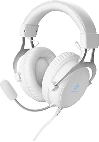 GAM-030-W DELTACO Gaming Over-Ear Headset WH85 mit LED-Beleuchtung (Kopfhörer, Mikrofon, 3,5 mm Klinke + USB für LED, kabelgebunden, mit Lautstärkeregler) weiß
