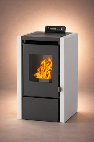 NEMAXX® PC5 Pelletofen 5,3 kW A+ bis 120 m³ – Chrono & ECO-Modus, WiFi Ready (App optional), Display & Fernbedienung, Unterdruck-Verbrennung, Überhitzungsschutz & Autoabschaltung – Grau