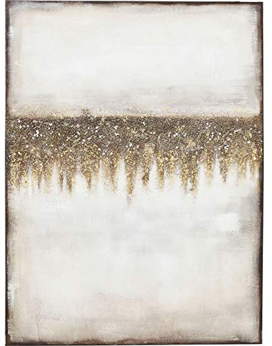 Kare Design Acrylbild Abstract Fields, Graublau/Erdtöne, Leinwandbild, Canvas, Massivholz Rahmen, Acrylfarbe, handgemalt, Abstrakt, Modern, Wohnzimmer, Schlafzimmer, Flur,120x90 cm (L/B)