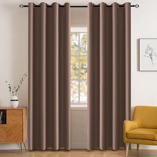 YSTELLAA Gardinen Vorhänge 2er Set, 140×225 cm, Rot | Verdunklungsvorhänge Mit Ösen, Thermovorhang Blickdicht Wohnzimmer, Schallschutz Vorhang Schlafzimmer, Outdoor Vorhang