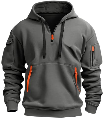 Zipper Hoodie Herren Sweatshirt mit Reißverschluss Pullover Langarm | Bequeme Kapuzenjacke mit Taschen, Warmer Sweatshirt für Alltag und Sport