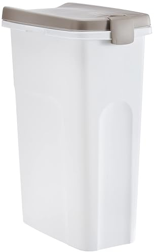 Stefanplast Futterbehälter, Futterbox, Vorratsbehälter, braun/weiß, 45x27x61cm, Kunststoff, Tierfütterung, Hunde, Katzen, Deckel luftdicht verschließbar