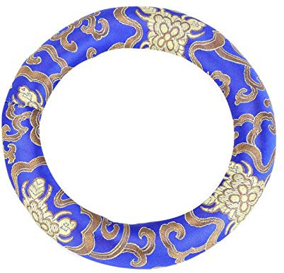 Klangschale Kissen 18cm, Seidenbrokat Klangschalenkissen (Blau) | Traditionellen Mustern, Tibetische Meditationskissen Klangschalenteile mit Durchmesser für Instrumentenliebhaber