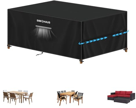 SIMPHAUS Abdeckung Gartenmöbel 160x90x75cm Wasserdicht Abdeckplane Gartenmöbel,Gartentisch Abdeckung,Schutzhülle für Balkonmöbel Set,Rattan Sitzgruppe,Garten Loungemöbel,Anti UV 420D Oxford Gewebe