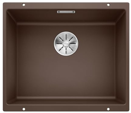 BLANCO SUBLINE 500-U | Granitspüle aus SILGRANIT cafe | Einbauart: Unterbau | [53x46x20,2 cm] | für 60 cm breite Unterschränke | Ein Ausschnitt und nur einmal montiert