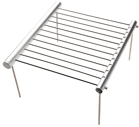 LOSMANN Tragbarer Campinggrill, Holzkohlegrill, Zerlegbarer Minigrill aus verchromten Edelstahl für Picknicks Camping BBQ Trekking Reise Hinterhöfe Outdoor, kinderleichte Montage und Abmontierung