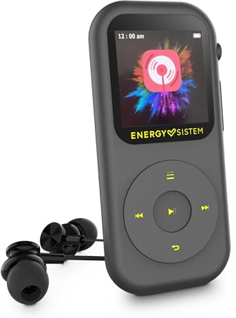 Energy Sistem Reproductor MP4 Handy MP3 Player Bluetooth 16GB MP4 Player mit FM Radio microSD bis 128GB IPS Display Touch tragbarer Musikplayer Video Player kompakt grau