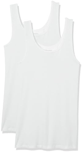 Amazon Essentials Damen Tanktop, Schmale Passform, 2er-Pack, Weiß, M