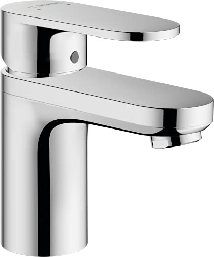 hansgrohe Vernis Blend - Waschtischarmatur ohne Ablauf, Wasserhahn Bad mit Auslauf Höhe 71 mm, Mischbatterie Waschbecken wassersparend (EcoSmart), Chrom, 71558000