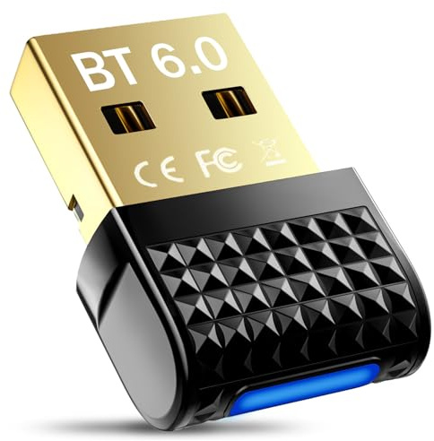 Bluetooth Adapter 6.0 für PC, USB 6.0 Bluetooth Dongle, EDR Wireless Senderempfänger für Laptop, PC, Headset Tastatur Maus Stereo Kompatibel Windows 11/10/8.1/7 (BT600)