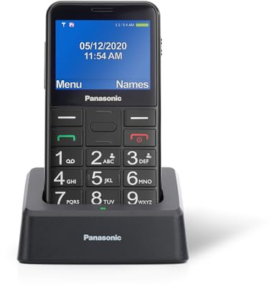 Panasonic KX-TU155EXBN 2G Essentials Handy für Senioren (Ladestation, SOS-Notfalltaste, Prioritätsanruf, Großtastentelefon, hörgerätekompatibel, Bluetooth, UKW-Radio, Kamera) Schwarz