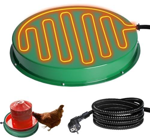 heninhill Heizplatte für Hühnertränke Geflügeltränke Ø31cm, Tränkenwärmer mit Thermostat, Metall Wärmeplatte für Hühnertränke Tränkenheizung