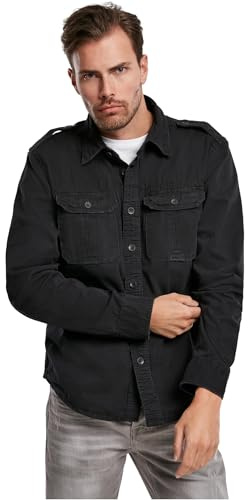 Brandit Vintage Shirt Long Sleeve, Farbe: Black, Größe: 7XL