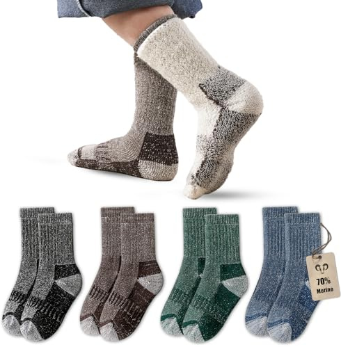 Vihir 4 Paar Wolle Socken Kinder Jungen - Crew Wolle Sportsocken Warme Wintersocken Dicke für Skifahren, Trekking, Wandern 22-26, 26-29, 39-34, 35-38