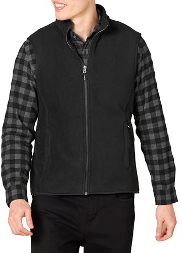 Amazon Essentials Herren Polarfleece-Weste mit durchgehendem Reißverschluss (erhältlich in Big & Tall), Schwarz, M