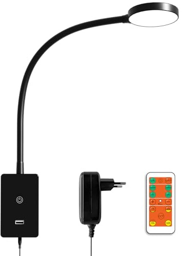 ENUOTEK Leselampe Bett Wandmontage, 4W Schwanenhals Leseleuchte | Dimmbar 3000K 4000K 5000K, LED Wandleuchte Bettlampe, Schlafzimmer Leselicht mit 2A USB Ladeanschluss, Touch Wandlampe