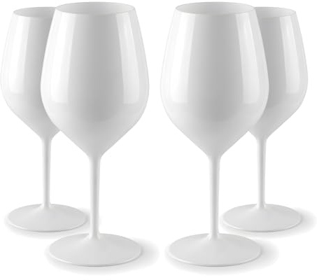 WUITOKI - Weiße Weingläser aus Plastik, 51cl, 6 Stück | unzerbrechlich, spülmaschinenfest, BPA-frei, Mehrweg, Aperitifgläser