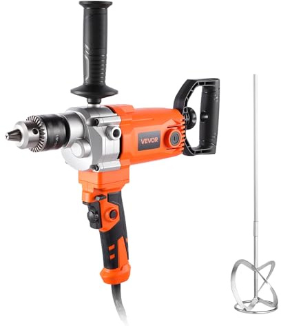 VEVOR elektrische Bohrmaschine 15,89 mm 1200 W mit Mixer Bohrmaschinenmischer Set 750 U/min 3,2 A Mischbohrmaschine mit D-Griff zum Bohren & Mischen Handbetonmischer für Futter Zement