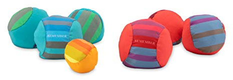 Remember Soft-Boccia Spiel Set - Boule Kugeln mit farbenfrohem Design, wasserabweisend, waschbar und vielseitig - Inkl. Transportnetz