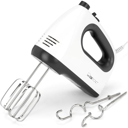 Clatronic Mixer | kraftvoller 400 Watt-Motor | Handmixer | Turbostufe & 5 Geschwindigkeitsstufen | Handrührgerät | spülmaschinengeeignete Edelstahlquirle und -knethaken | HM 3775