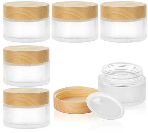 HOTUT Glas Cremedose, 6 Stück Glas Leerdose 30ml, Döschen Glastiegel mit Deckel und Liner, Cremedosen zum Befüllen, Reisetöpfe behälter für Kosmetik Cremes Lotionen ätherische Öle