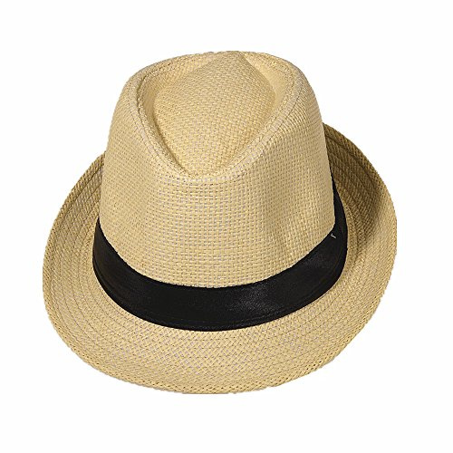 Miobo Strohhut, Fedora für Herren, Damen, Kinder, Trilby-Design, Sonnenschutz
